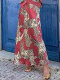 2024 Autumn New Women's Elegant Printed Leopard Pattern Fashion Two Piece Set V-neck Single Breasted Sexy Shirt Long Skirt Set