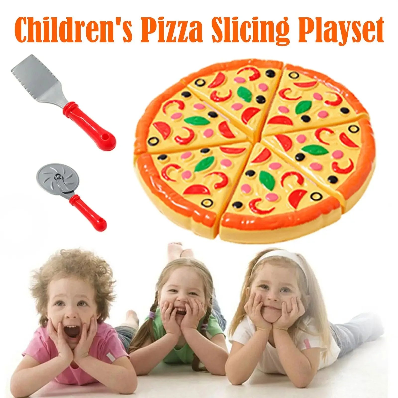 Kids Pizza Cutting Toy - Kitchen Play Accessories, Pretend Cooking Food Fake Pizza Pie Playset for Kids Indoor Play