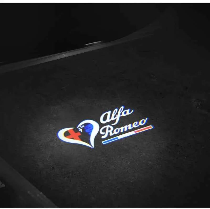 2Pcs Fashion LED Car Door Welcome Light Logo Projector for Alfa Romeo Spider Giulia Giulietta 147 156 159 Mito Stelvio GT Spider