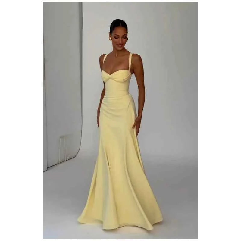 Lady Sexy Strapless Split Solid Pleated Dress Women Chic Backless High Waist Off-shoulder Dresses 2026 New Evening Party Gowns
