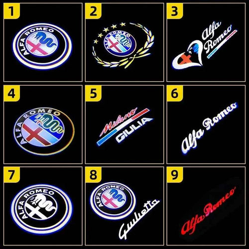 2Pcs Fashion LED Car Door Welcome Light Logo Projector for Alfa Romeo Spider Giulia Giulietta 147 156 159 Mito Stelvio GT Spider
