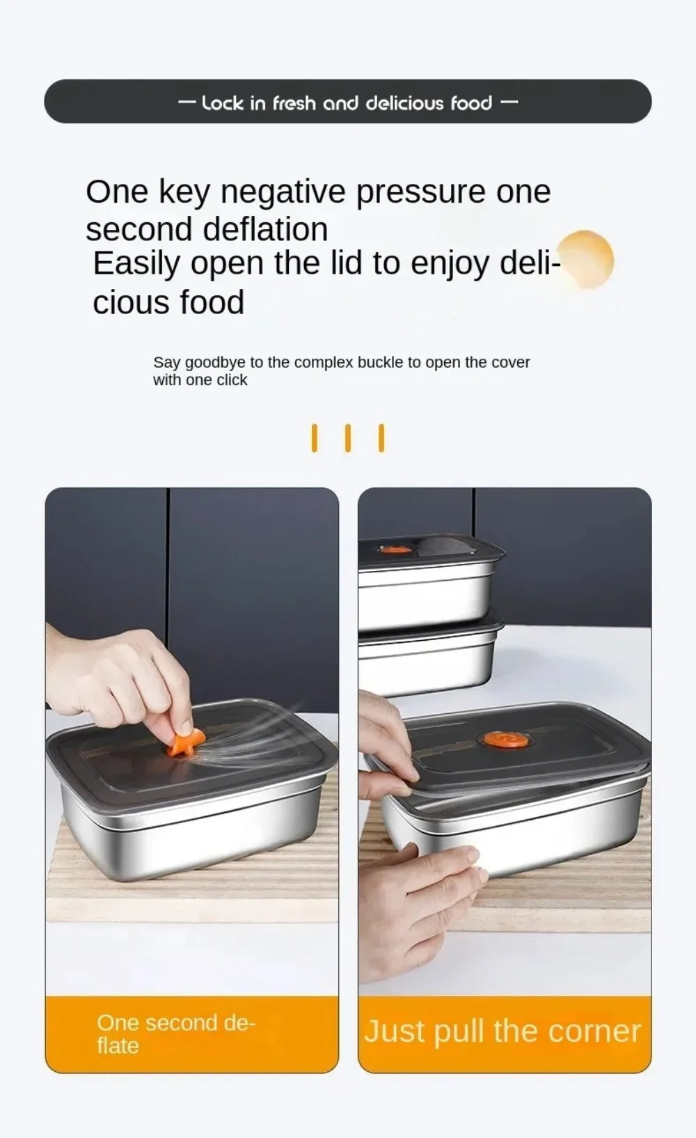 Stainless Steel Camping Lunch Box Sealed Microwave Suitable Bento Box Leak-proof Large Capacity Refrigerator Freezer Storage Box