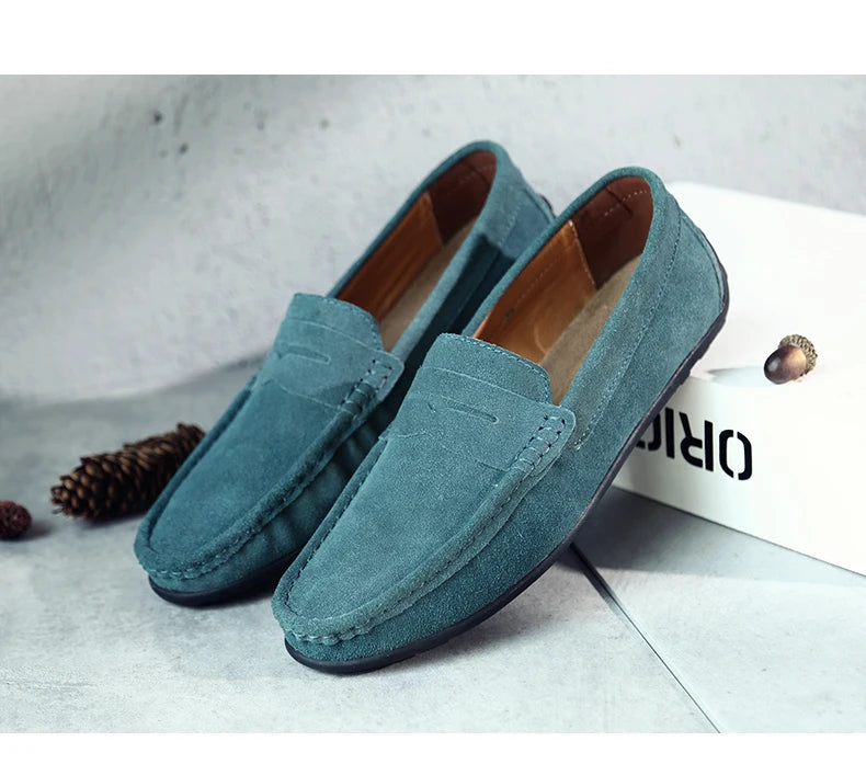 Men Casual Shoes Fashion Suede Leather Men Loafers High Quality Moccasins Slip On Men's Flats Lightweight Driving Shoes 38-47