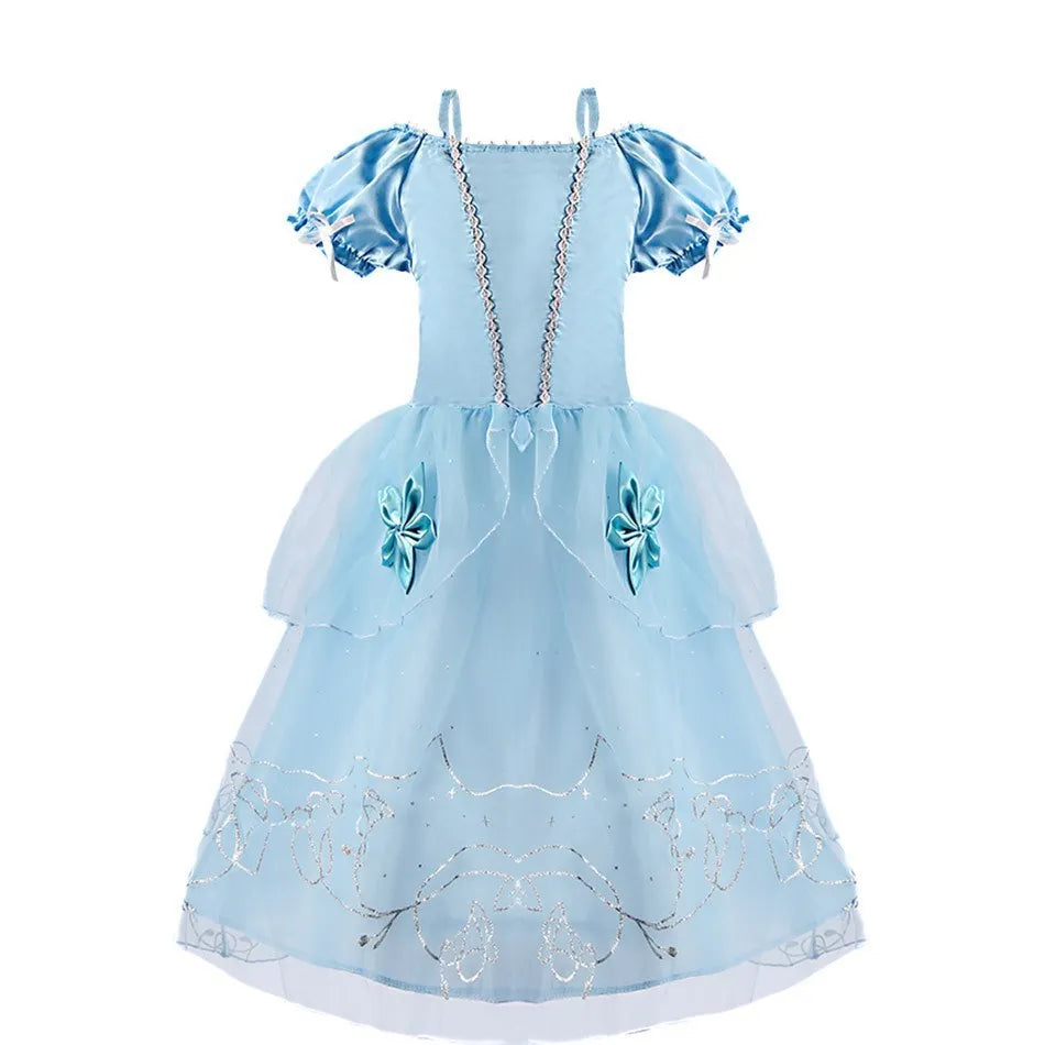 Girl Princess Cinderella Dress Elsa Anna Mermaid Jasmine Belle Snow White Costume Girls Birthday Party Halloween Dress 2-10 Year