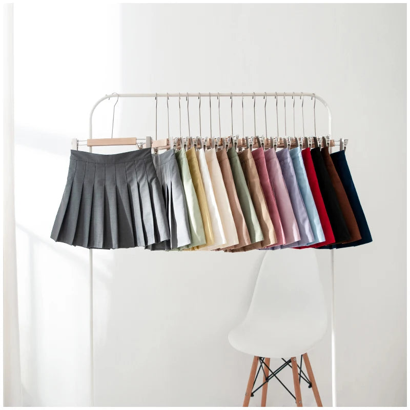 Summer Mini Skirts For Women Harajuku High Waist Skirts Womens Korean Fashion Sexy Skirts Vintage Pleated Skirt Tennis Pink Blue