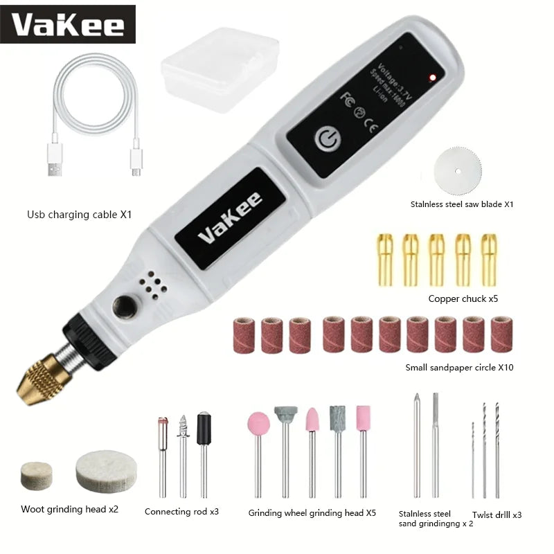Mini Electric Drill USB Rechargeable Cordless Engraving Pen Dremel Tools Rotary Tool Cordless Hand Drill Mini Polisher for Hand