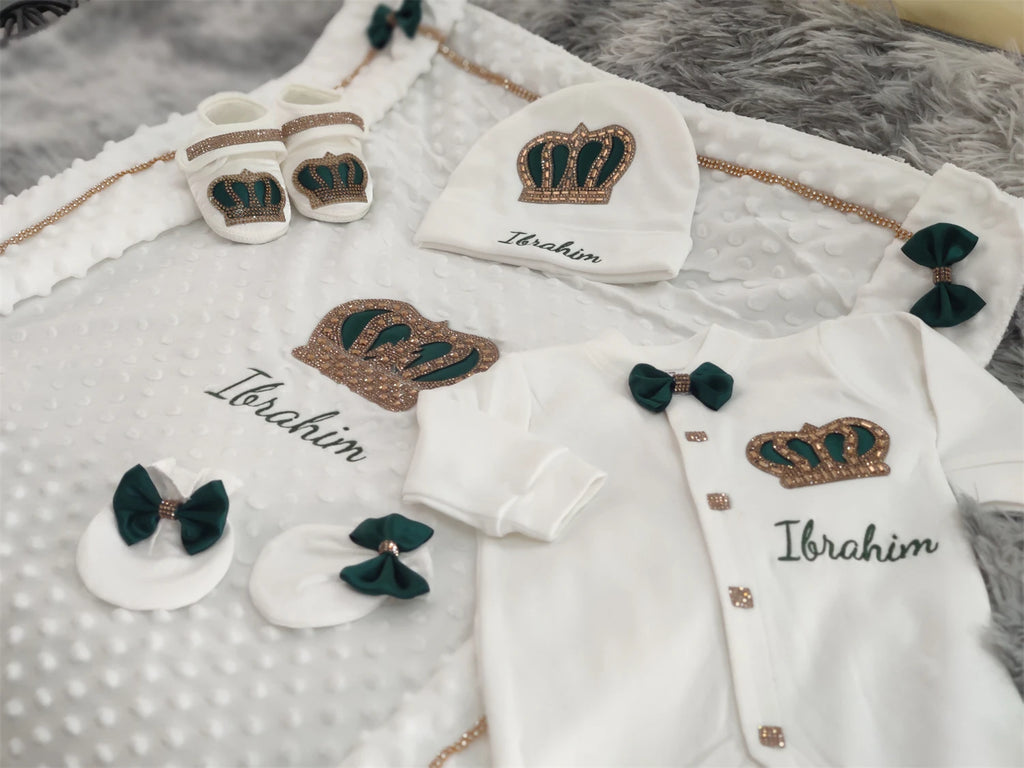 5pcs Newborn Baby Nursery Kids Outfit Clothing Cotton Infant Care Wrapped Baby Products Pants Mittens Receiving Blanket