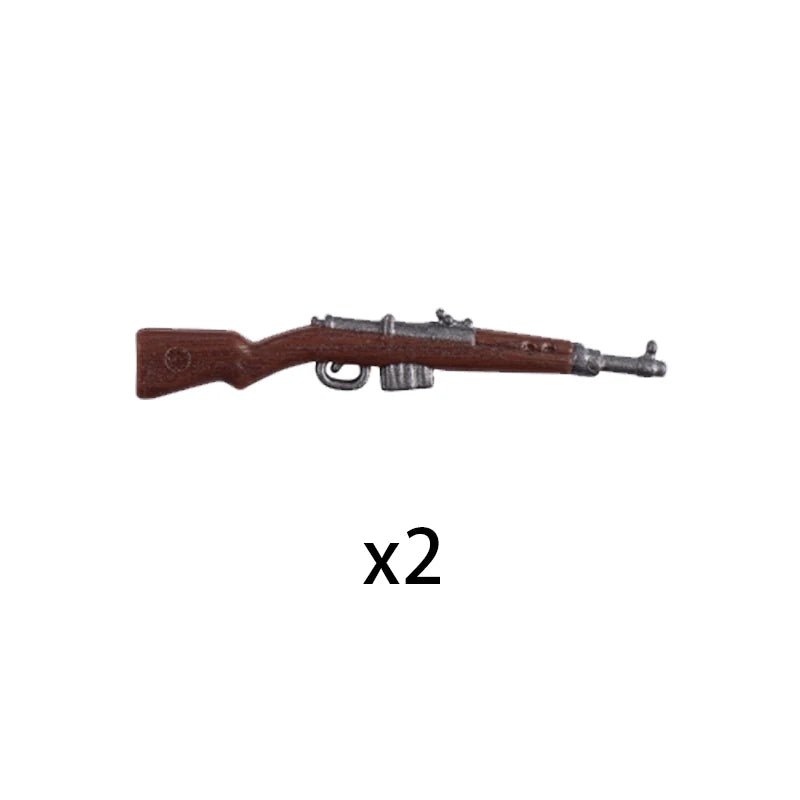 WW2 Military Accessories Wood Grain Guns Building Blocks Germany Soviet British Soldier Weapon Parts Rifle 98k Mini Bricks Toys