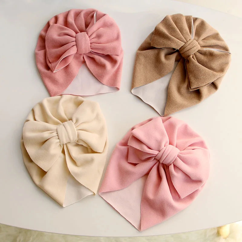 New Baby Hat For Newborn Infant Bows Turban Cap Autumn Winter Soft Baby Girl Bonnet Beanie Headwraps