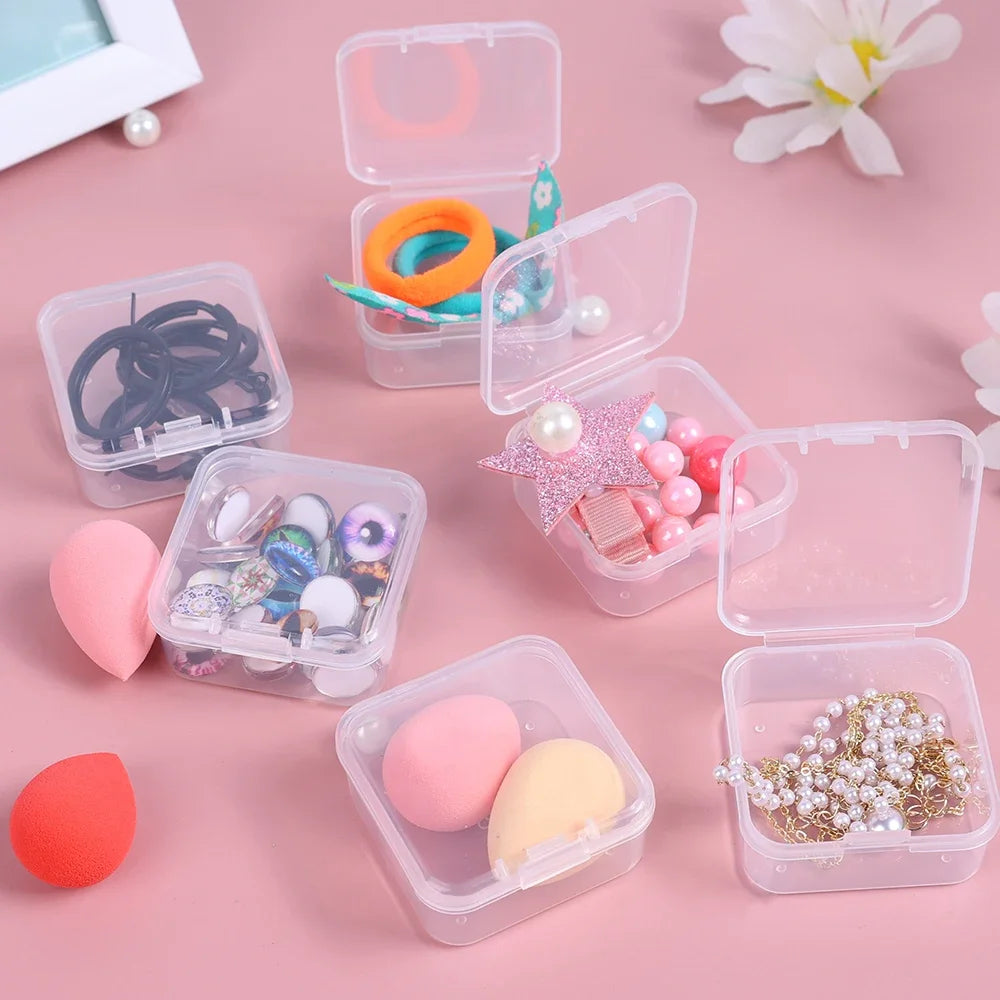 6PCS Mini Storage Box Transparent Square Plastic Box Earrings Jewelry Packaging Storage Small Square Box Jewelry Organizer
