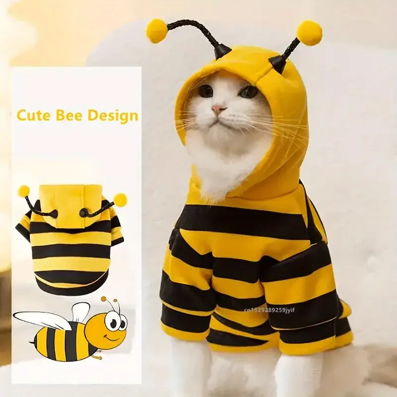 Dogs & Cats Bee Pet Puppy Coat Apparel Outfit Dog Hoodies Winter Warm Cat Cosplay Costume Holiday Outfit for Small Medium