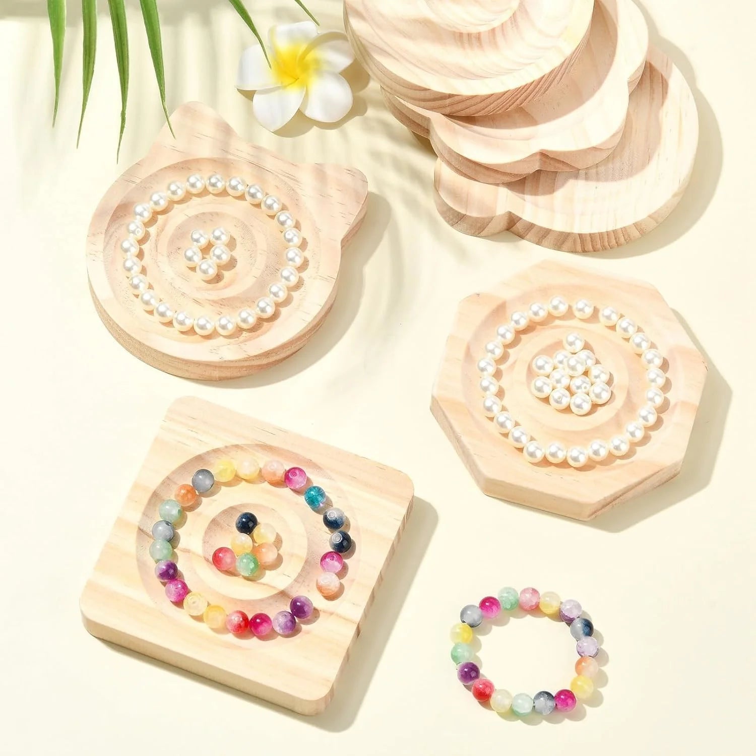 DIY Wooden Bead Board Bracelet Design Board Beading Jewelry Organizer Tray Mats for Jewelry Making and Display