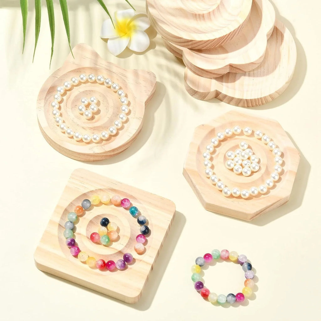 DIY Wooden Bead Board Bracelet Design Board Beading Jewelry Organizer Tray Mats for Jewelry Making and Display