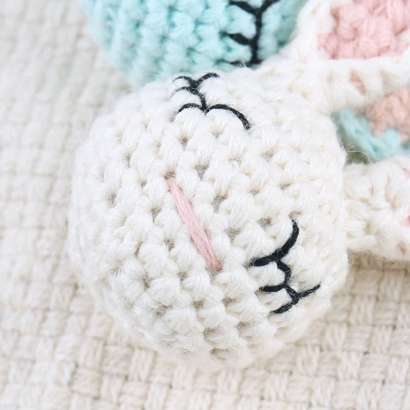 Crochet Animal Baby Pacifier Clip Accessories Handmade Knitted Bunny Teether Beads Newborn Nipple Clip Dummy Soother Holder Toy