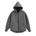 HH Winter New Women's Zipper Hoodie Coat High Street Double Pockets Jakcet Oversize Loose Sweatshirts Outerwear Top