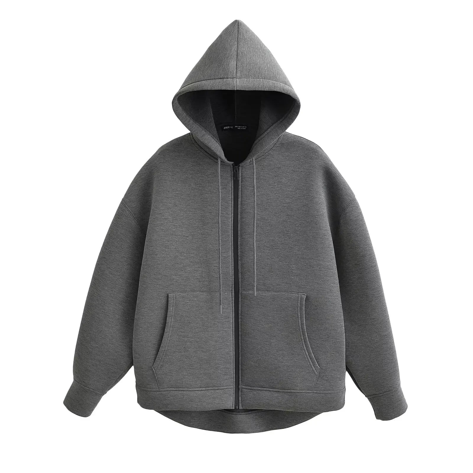 HH Winter New Women's Zipper Hoodie Coat High Street Double Pockets Jakcet Oversize Loose Sweatshirts Outerwear Top
