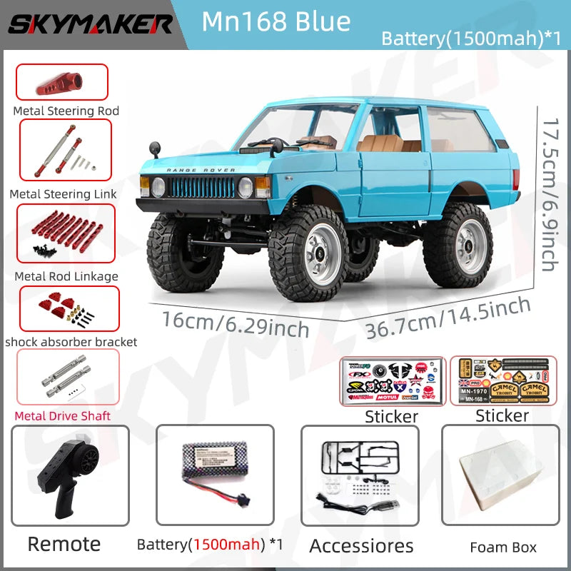 MN Model RC Car Mn168 1/12 Full Scale RTR 2.4G 4WD 280 Motor Proportional Off-Road Remote Control RC Truck Kids Toys Metal Parts