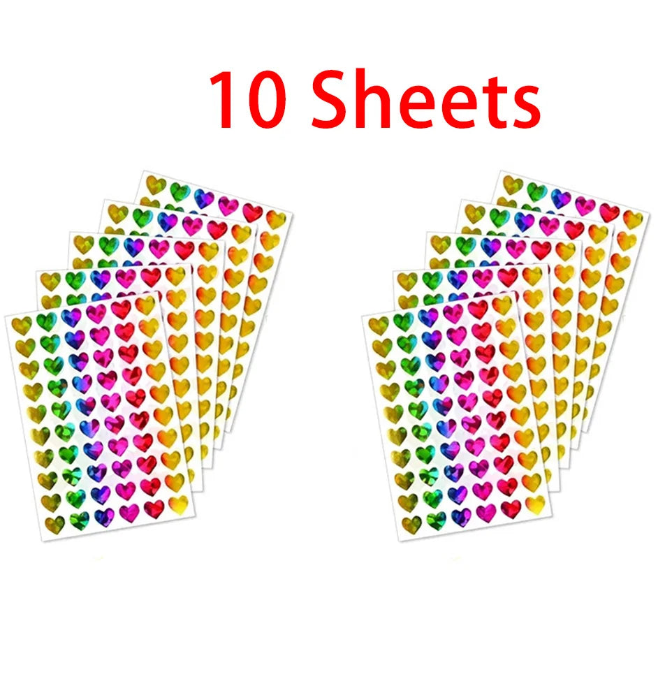 Kids Reward Sticker Stars Flowers Hearts Dots Sparkly Holographic Stickers Behavior Chart School Student Supplies DIY Decoration