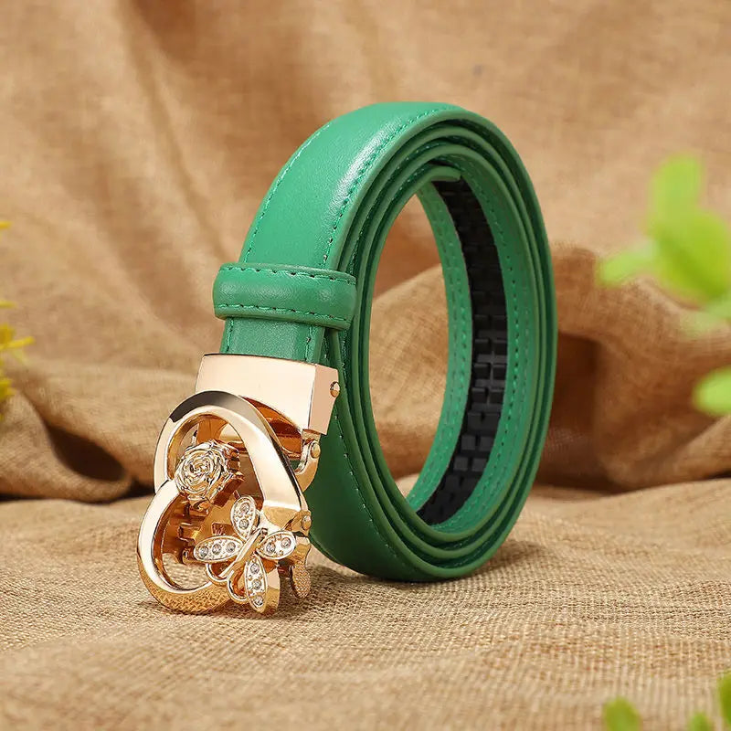 New Belts Women Luxury Famous Brand Designer Female Belt Candy Color High Quality Dress Cowhide Leather Automatic Buckle LB2202