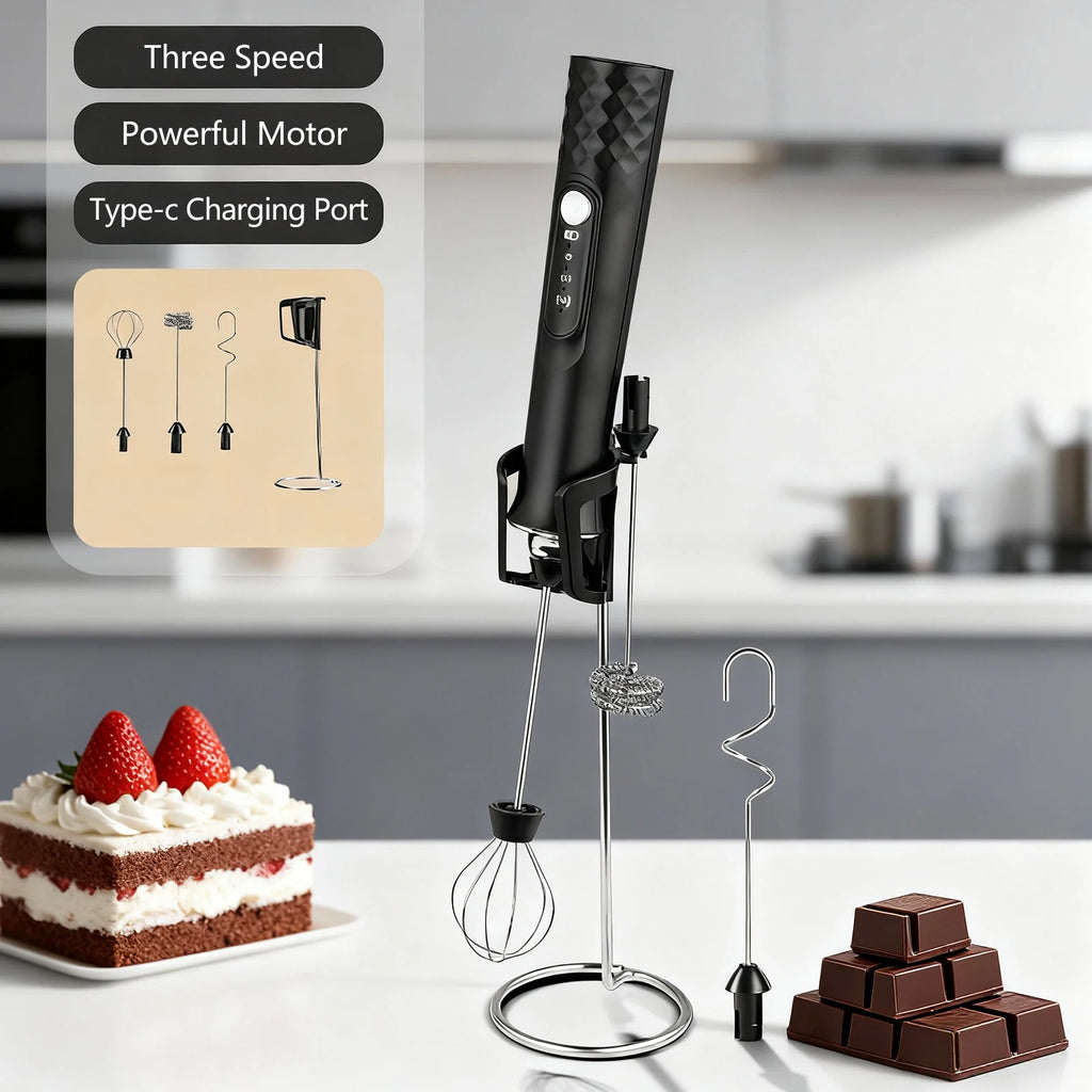 Milk Frother Wand Coffee Frother Handheld Foam Maker For Latte Rechargeable Electric Milk Frother Handheld Drink Mixer Gift Idea