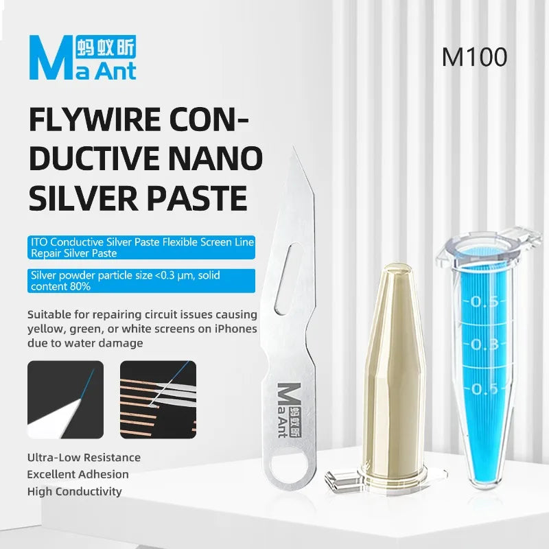 MAANT M100 Conductive Nano Silver Paste Set  for Phone Screen Jump Wire Repair High Conductivity Strong Adhesion