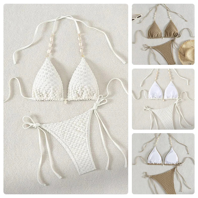 Circyy Sexy Bikini Set Women Swimsuit Two-Piece Swimwear Chic Decoration Halter Lace Up Backless Bathing 2026 Fashion Beachwear