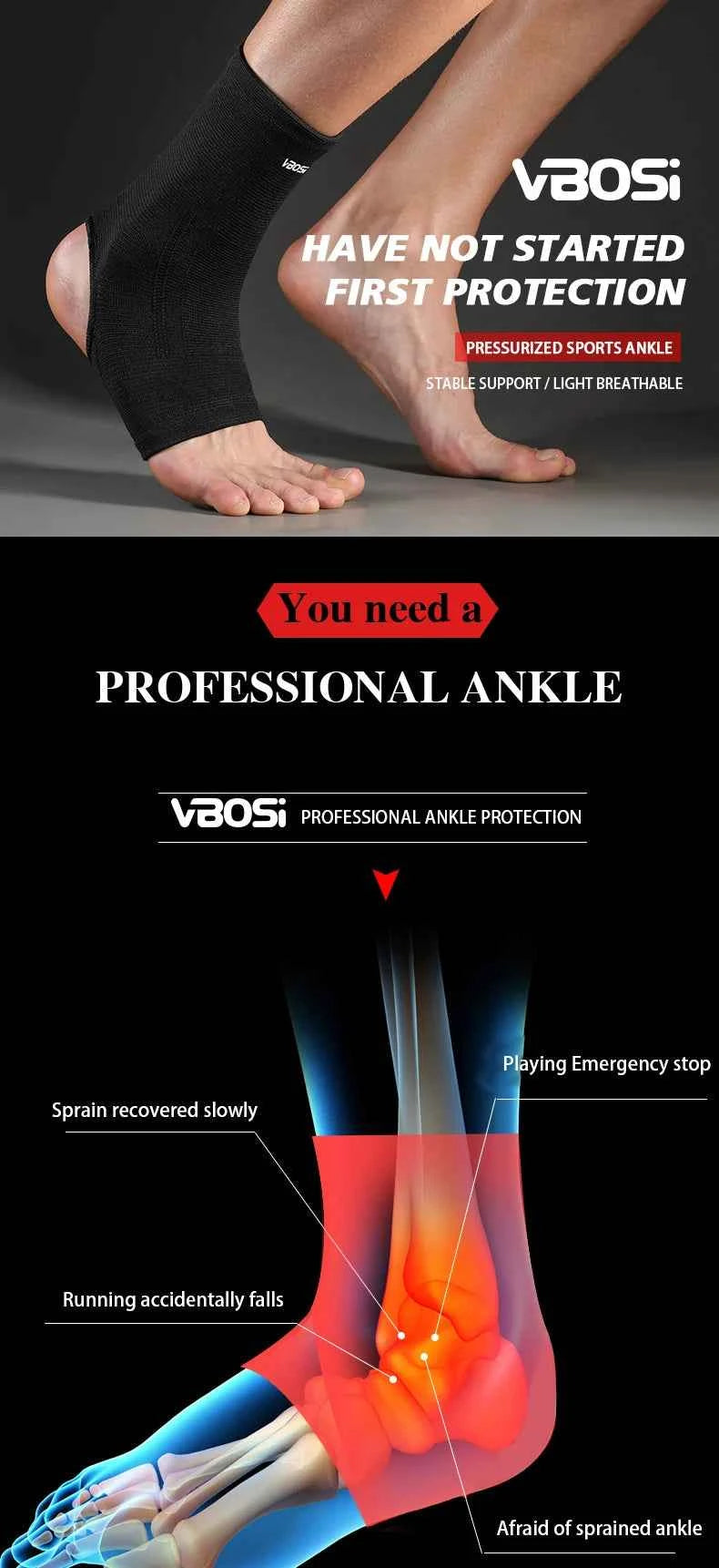 1 Pc Elastic Breathable Ankle Support Brace Running, Sports, Daily Wear