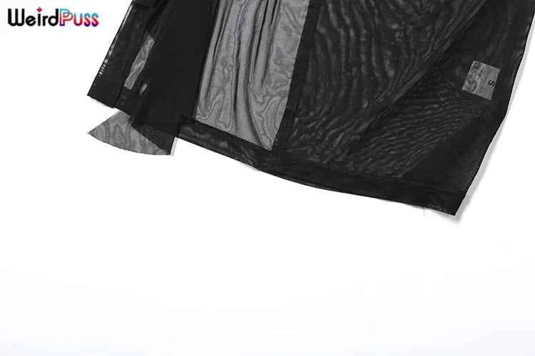 Weird Puss See Through Dress Woman Summer Sexy Spaghetti Straps Patchwork Irregular Tassel Splits Swimsuit Beach Skinny Vestidos