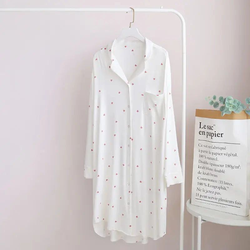 Nightgowns Women Sleepwear Baggy M-3XL Sweet Girlish Japanese Style Kawaii Clothes Home Cozy Designer Minimalist Pockets Print