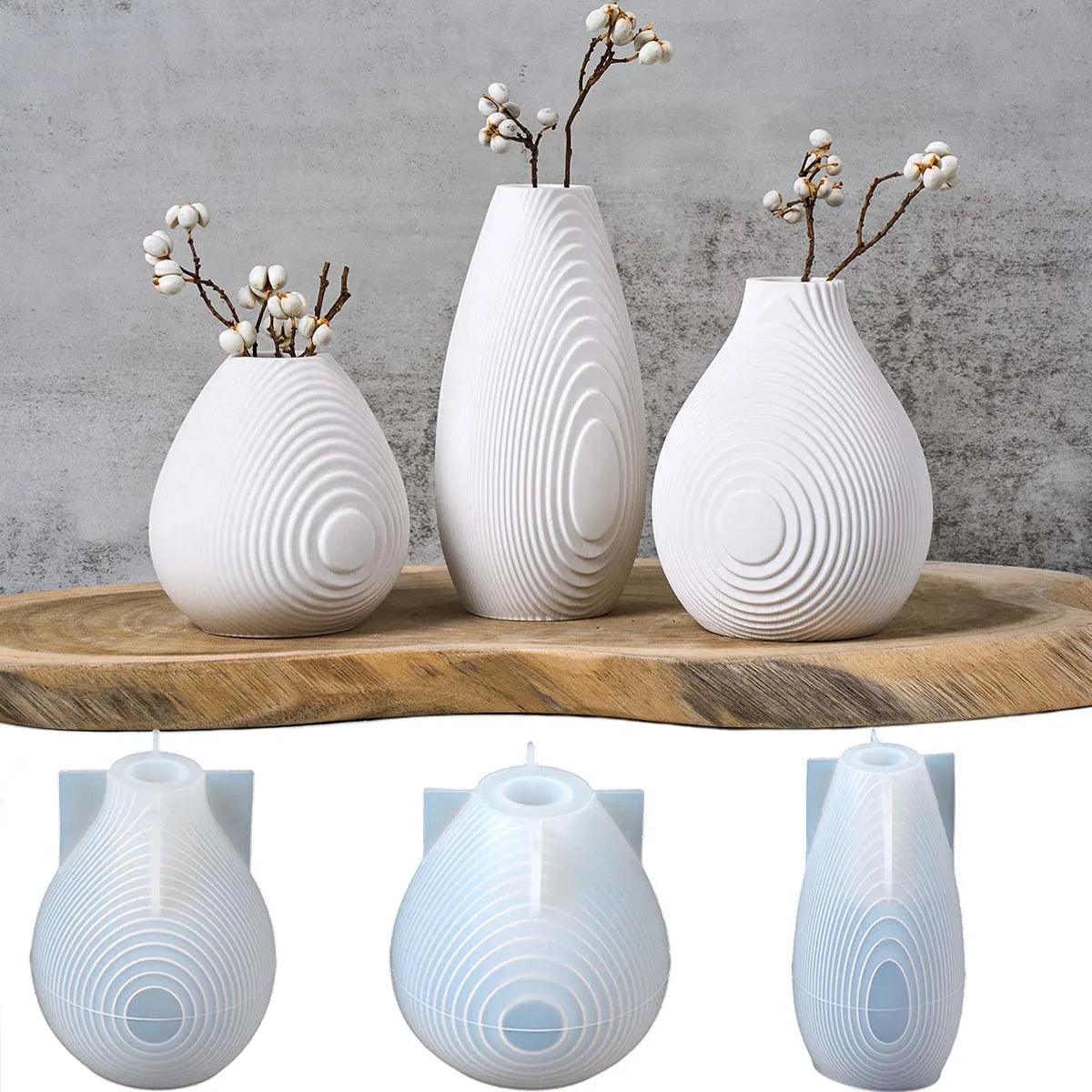 Nordic Ripples Vase Silicone Mold DIY Home Decor Ornaments Crafts Making Plaster Resin Flowerpot Casting Molds Home Decor