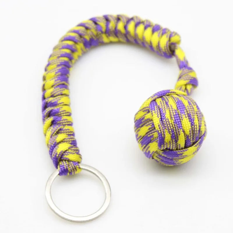 Emergency Escape Parachute Rope Woven Steel Ball Self-defense Ball Hand Woven Multifunctional Parachute Rope Woven Keychain