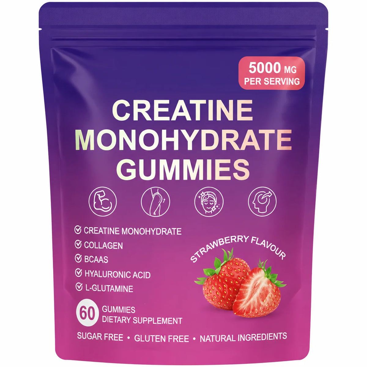 1 bag Package Creatine Gummy Supplement With BCAA, Collagen & Vitamin D3