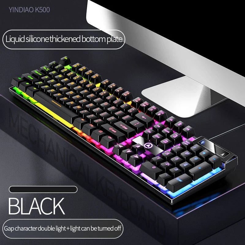 Black mixed light Color Wired Full-Size Gaming Keyboard With Numpad – 104 Keys
