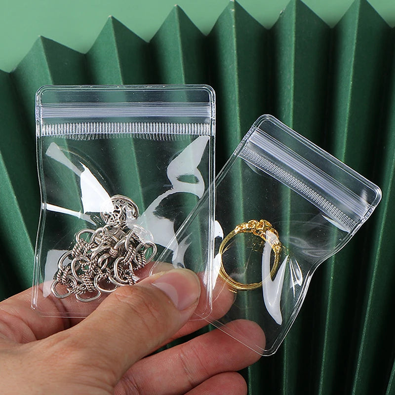 (ZYDD01) 100pcs Jewelry Organizer Pouch Bags Mini Transparent PVC Anti-Oxidation Earring Pendant Necklace Bracelet Storage Bags