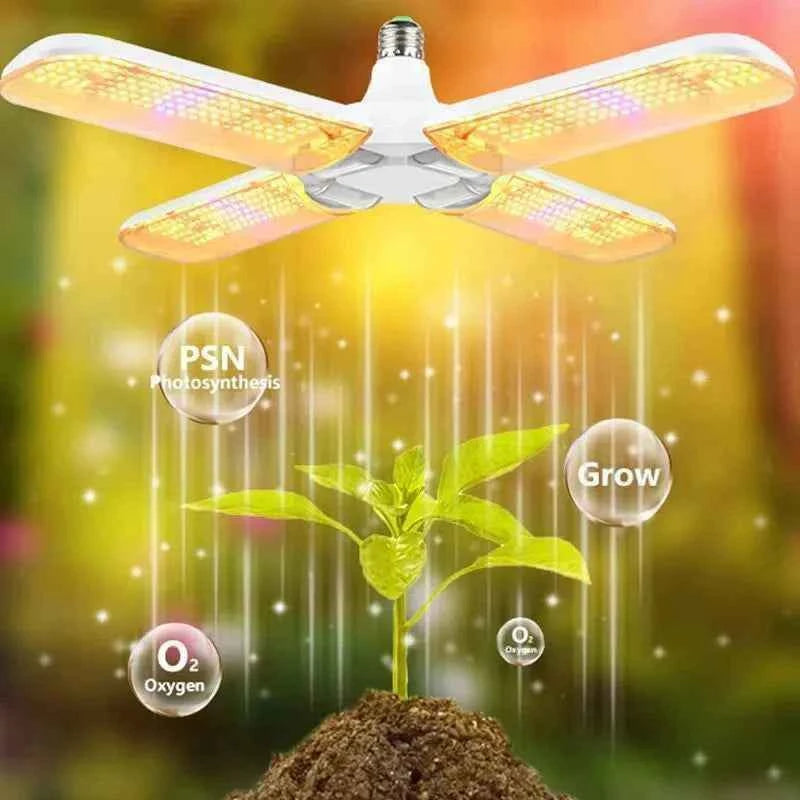 24/36/48W Fan Leaf Foldable LED Grow Light Full Spectrum E27 Plant Growing Light Phytolamp Bulb Indoor Plants Flower Seedling