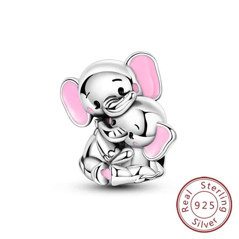 Original 925 Sterling Silver Charm Bead Mother's Day Love Heart Family Charm Bead Pendant Fits Bracelet Womens Jewelry Gifts