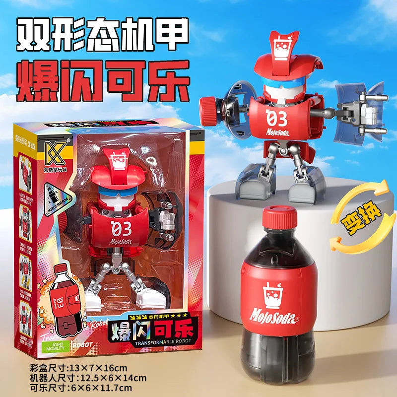 Kids Transformation Robot Toy Fun Simulation Food, Sandwich-making Mecha Robot Models Drink-shaped Free Transformation Robot Toy