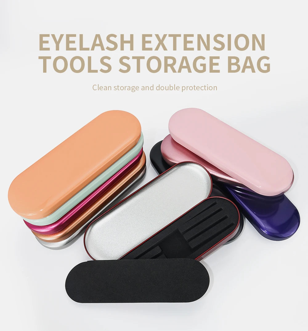 1 Pcs Eyelash Tweezer Storage Case Tinplate Material Easy To Carry Double Protection Different Size Color Box Tools Supplier