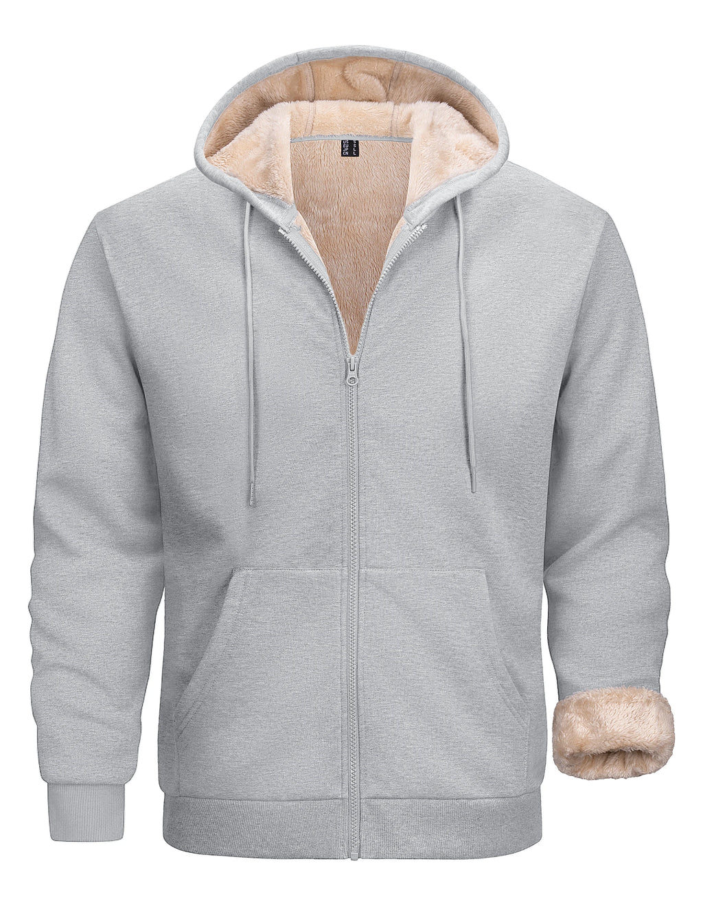 TACVASEN Men's Zip Up Hoodie Sherpa Lined Hooded Sweatshirt Winter Heavyweight Hoodies Warm Thick Fleece Jacket Casual Outwear
