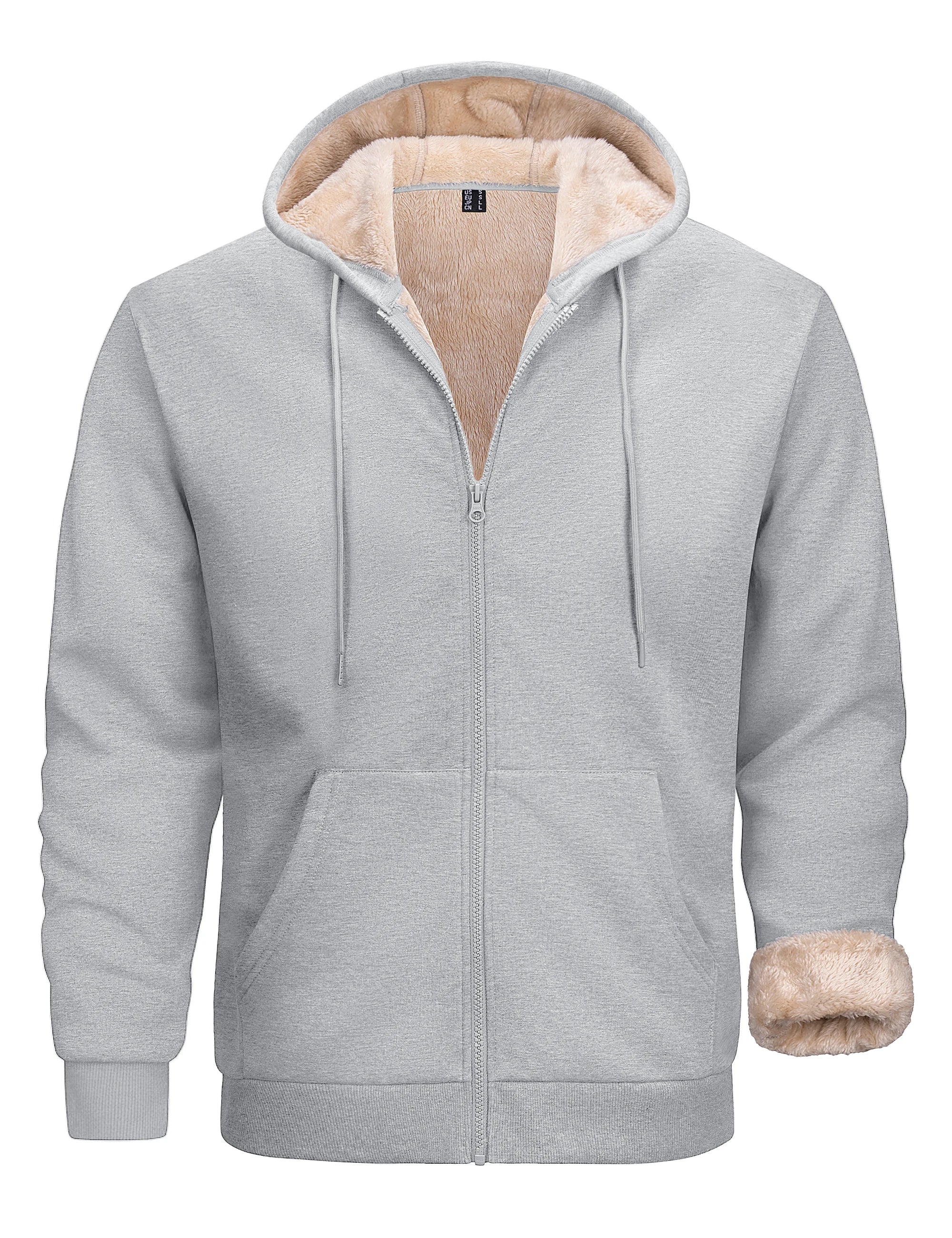 TACVASEN Men's Zip Up Hoodie Sherpa Lined Hooded Sweatshirt Winter Heavyweight Hoodies Warm Thick Fleece Jacket Casual Outwear