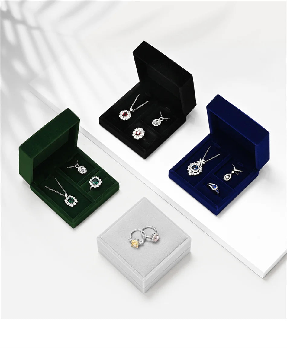 Oirlv Portable Velvet Jewelry Box Ring Box Necklace Pendant Storage Box Jewelry Accessories Wedding Gift Box Jewelry Organizer