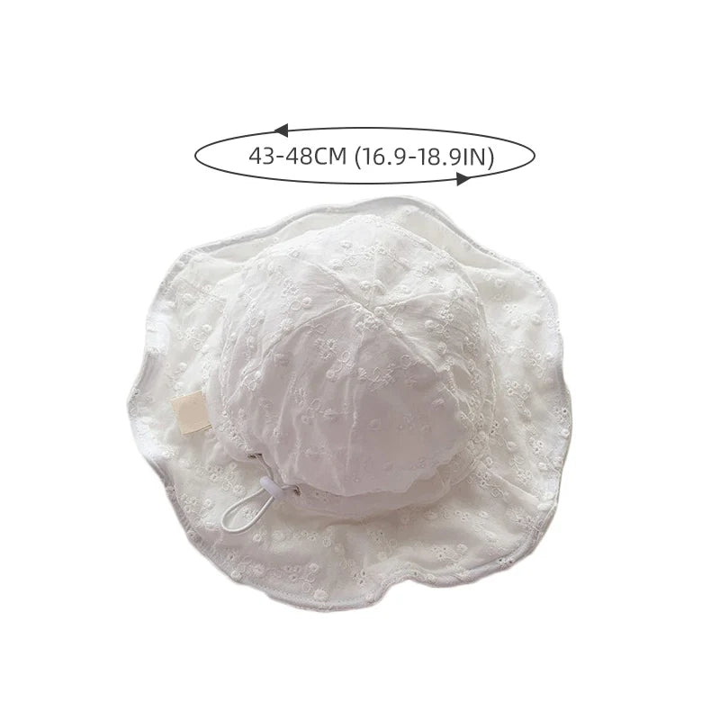 Hollow Out Flower Baby Hat Summer Soft Cotton Breathable Bucket Hat For Newborn Sun Protection Adjustable Toddler Kid Panama Cap