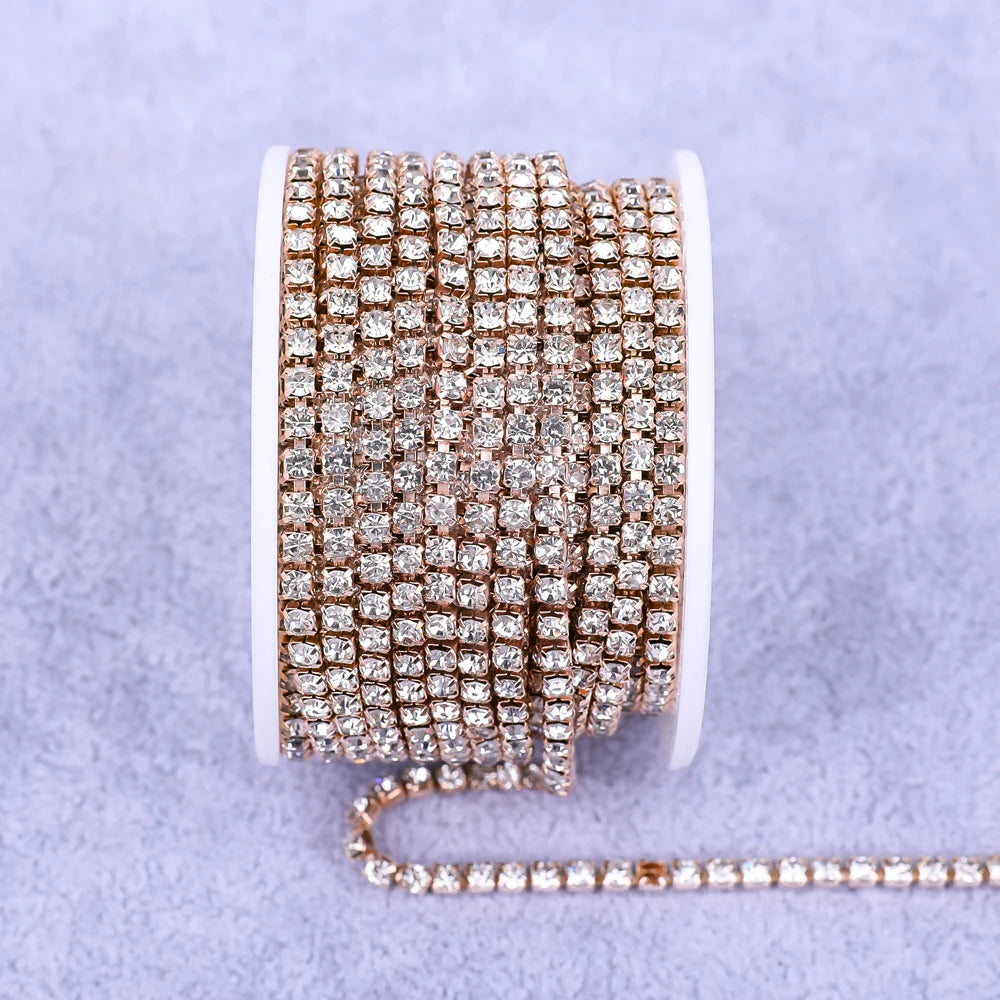All Color Claw Chain Electrophoresi Rhinestones Trim Stone Gold Diamond Strass Decorative Applique Crystal Trimmings For Dresses