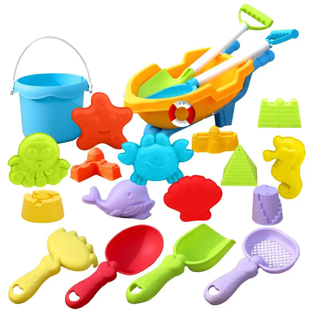 Kids Beach Toy Set Baby Sand & Water Play Kit with Bucket Shovel Rake Watering Can Summer Outdoor Sandbox Tools