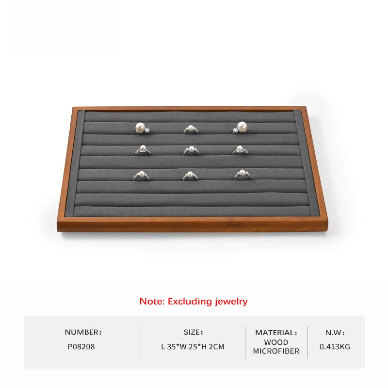 Oirlv Gray Wooden Jewelry Tray  Jewelry Display Viewing Plate Ring Pendant Bracelet Storage Plate Display Tray Jewelry Organizer