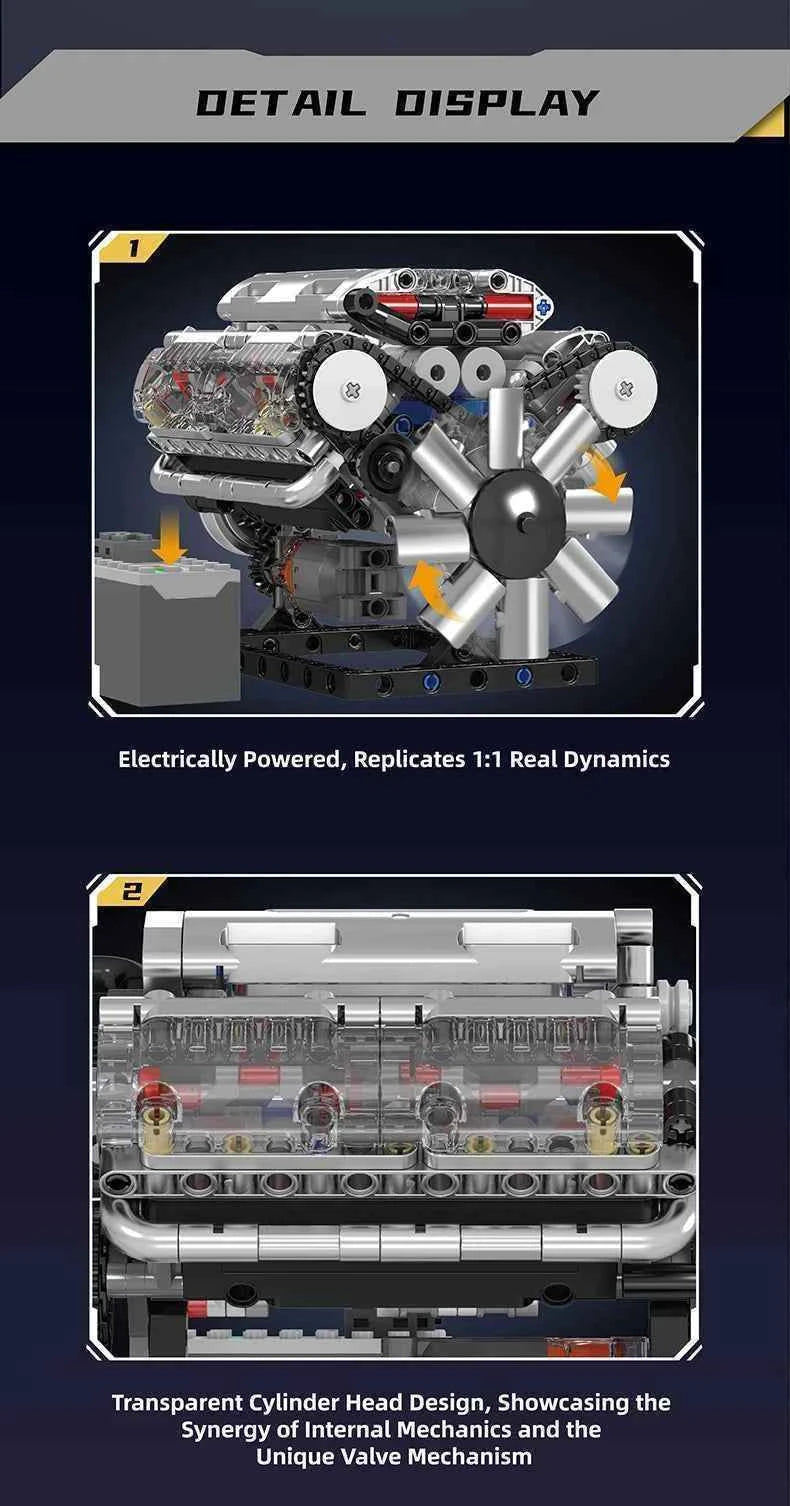 Mould King 10088 The V8 Engine Building Block Assembly Technical Car Brick Set Educational Car Engine Toys Kids Christmas Gift
