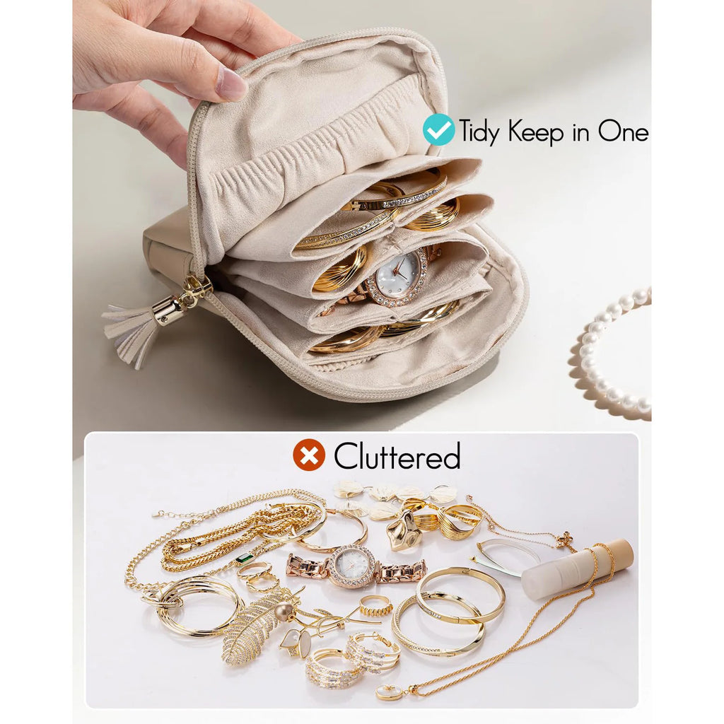 Portable Jewelry Bag Large Capacity Multiple Pockets Jewelry Organizer Bags Classified Jewelry Protective Case Coin Purse