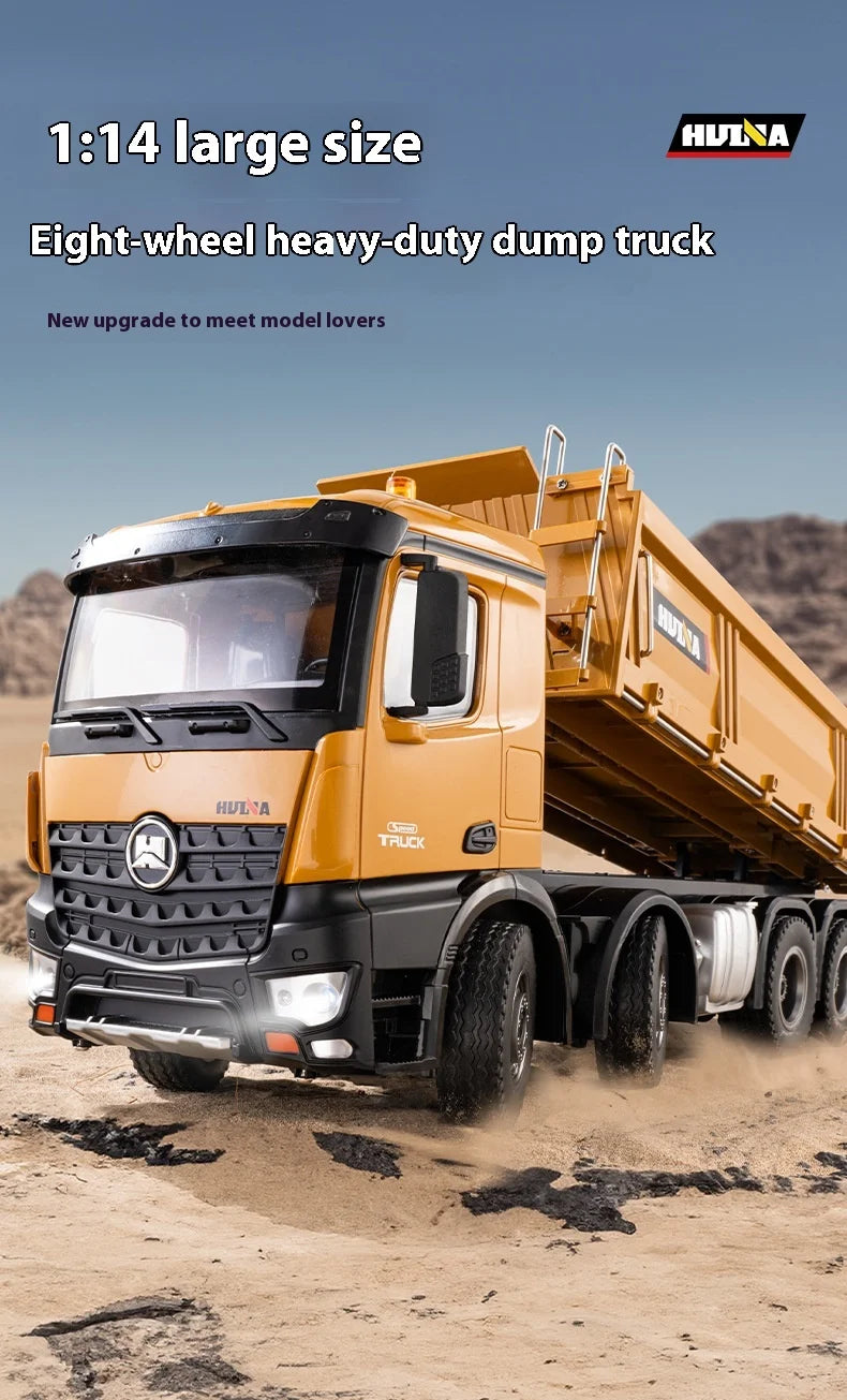 HUINA 1536 2.4G 1/14 15CH RC Metal Dump Truck Toy Die-cast Remote Control Construction Rc Truck for Boy Children Toys Xmas Gifts