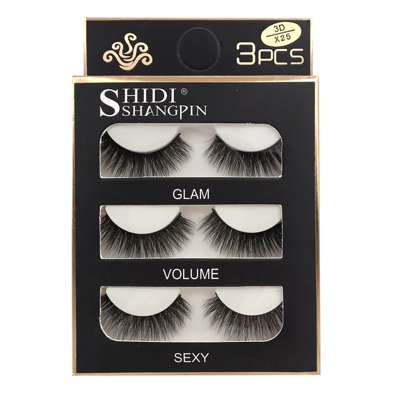 SHIDISHANGPIN 3 pairs 27 styles 3D Faux Mink Hair Soft False Eyelashes Fluffy Wispy Thick Fake Lash Handmade Eyelash Eye Makeup