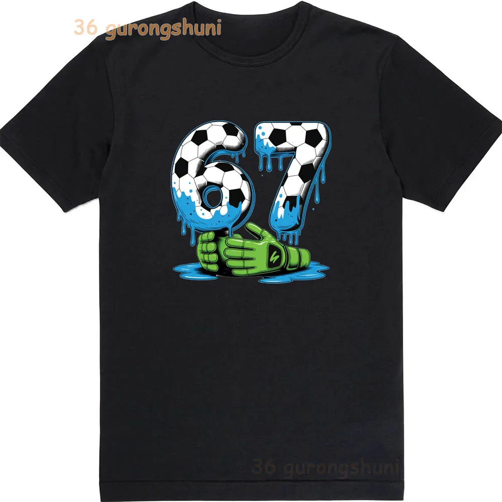 Children 67 print Clothes Kids black T Shirt For Boys Shirts baby T-shirts 6 7 summer Tops For Girl clothing boy Short Sleeve